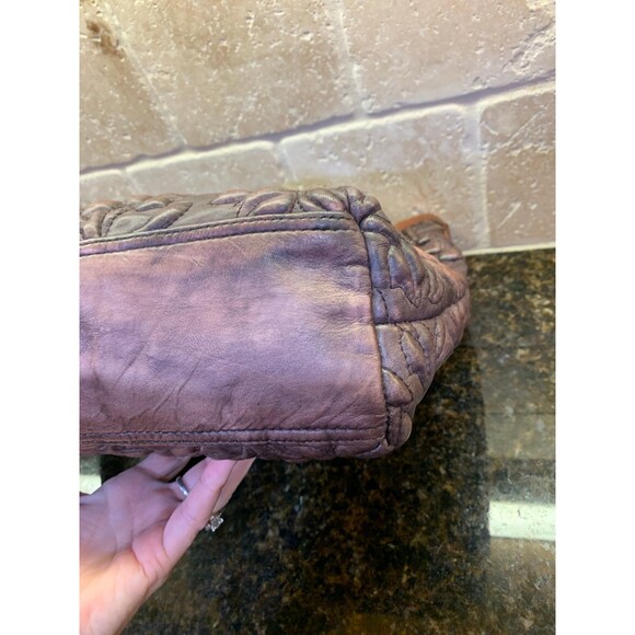 HTF Sundance Mo & Co Villa Cimbrone Quilted Floral Brown Leather Shoulder Bag - Picture 5 of 11